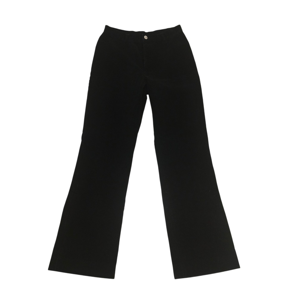 Ralph Lauren Black Corduroy Pants Wide Leg Sleek Designer Minimalist Women's - 8